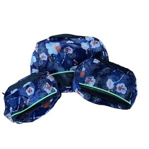 BeeGreen navy blue floral patterned packing cube travel set